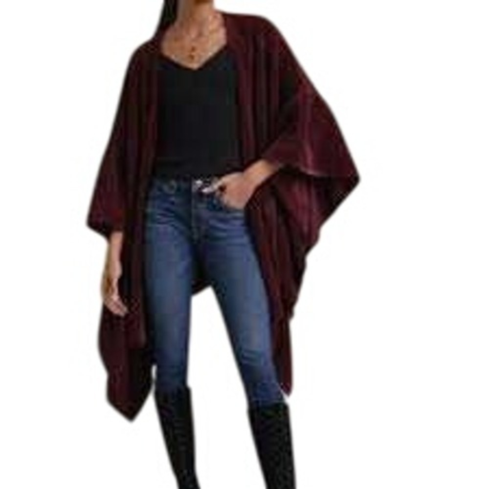 Anthropologie Bette Bell Sleeve‎ Burgundy Heavyweight Cardigan One Size Cottage